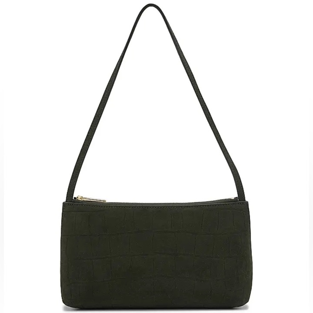 NWT Mansur Gavriel Dark Green Croc-Embossed Shoulder Bag (Fall 2025)